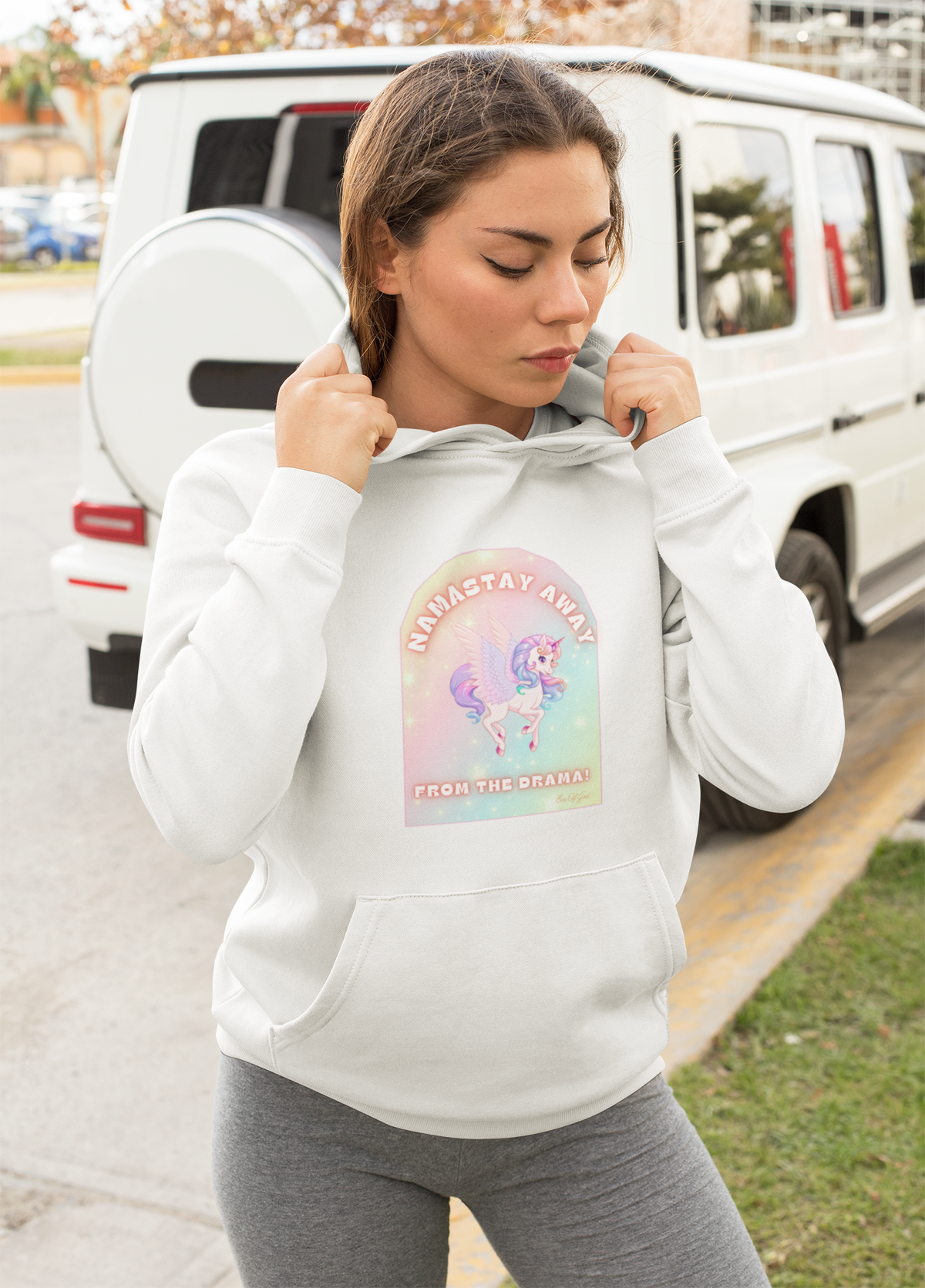 Namastay Away from the Drama - Pastel Unicorn Women Hoodie